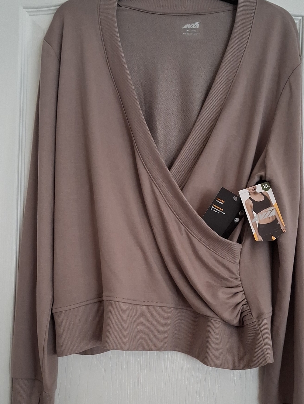 Avia Taupe Wrap-Front ¹Pullover